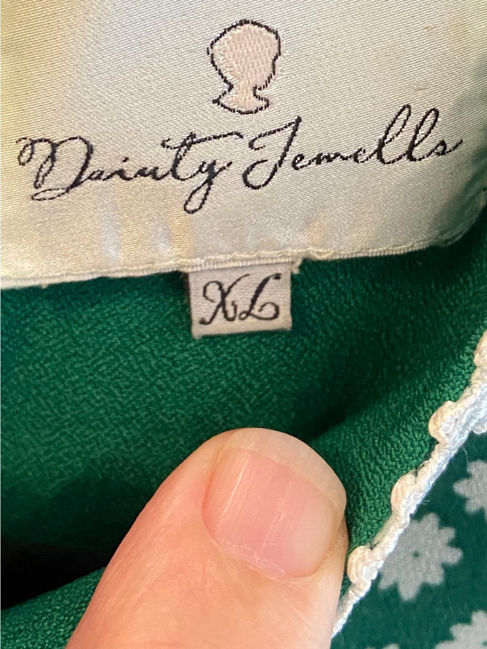 Dainty Jewells Green Polka Dot Tiered Maxi Dress with White Lace Trim - Picture 4 of 5